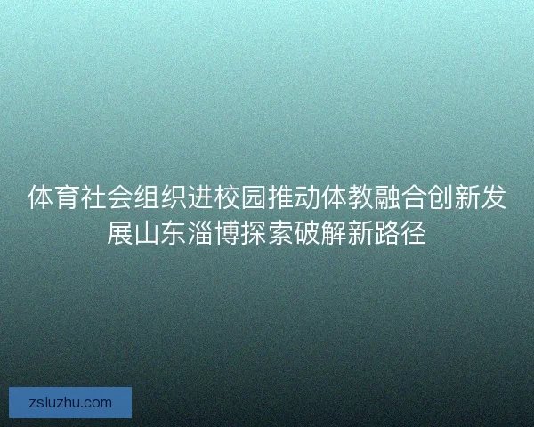 体育社会组织进校园推动体教融合创新发展山东淄博探索破解新路径