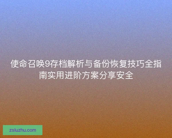使命召唤9存档解析与备份恢复技巧全指南实用进阶方案分享安全