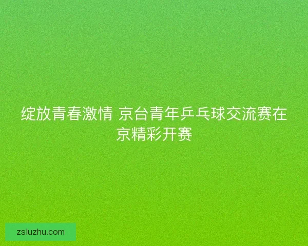 绽放青春激情 京台青年乒乓球交流赛在京精彩开赛